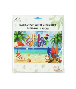 Hello Summer Beach Backdrop with Grommet 100x150cm