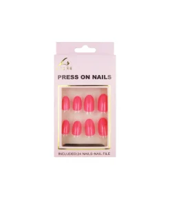 Hot Pink Round Press On Nails 24pc
