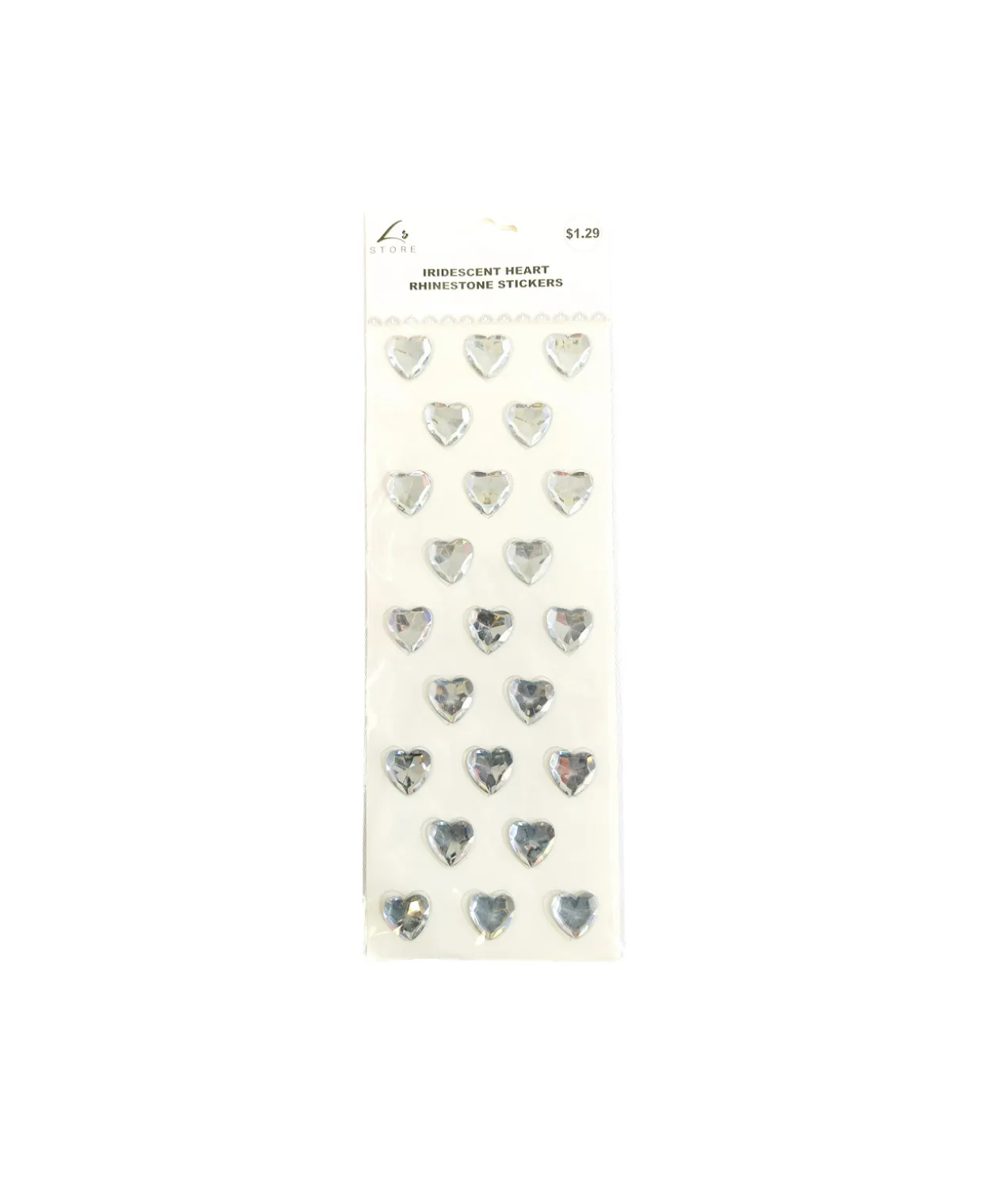 Iridescent Heart Rhinestone Stickers 23pc