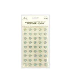 Iridescent Heart Rhinestone Stickers 45pc