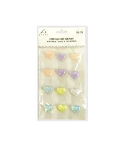 Iridescent Heart Rhinestone Stickers