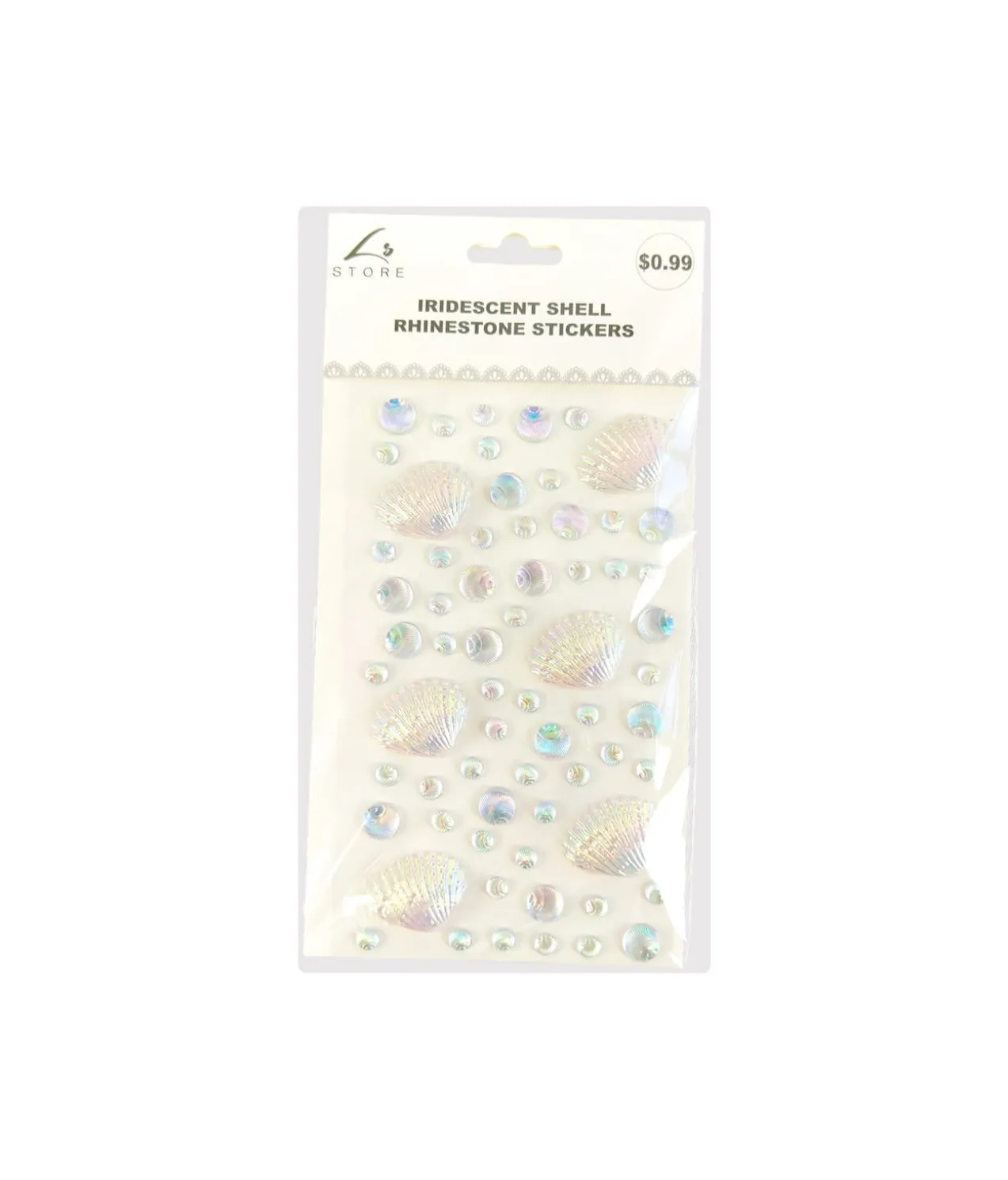 Iridescent Shell Rhinestone Stickers 19.5x10cm