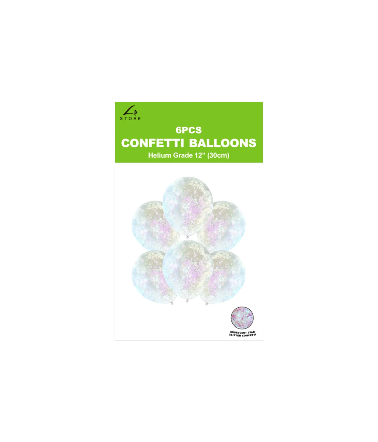 Iridescent Star Confetti Balloon 12inch 6pk