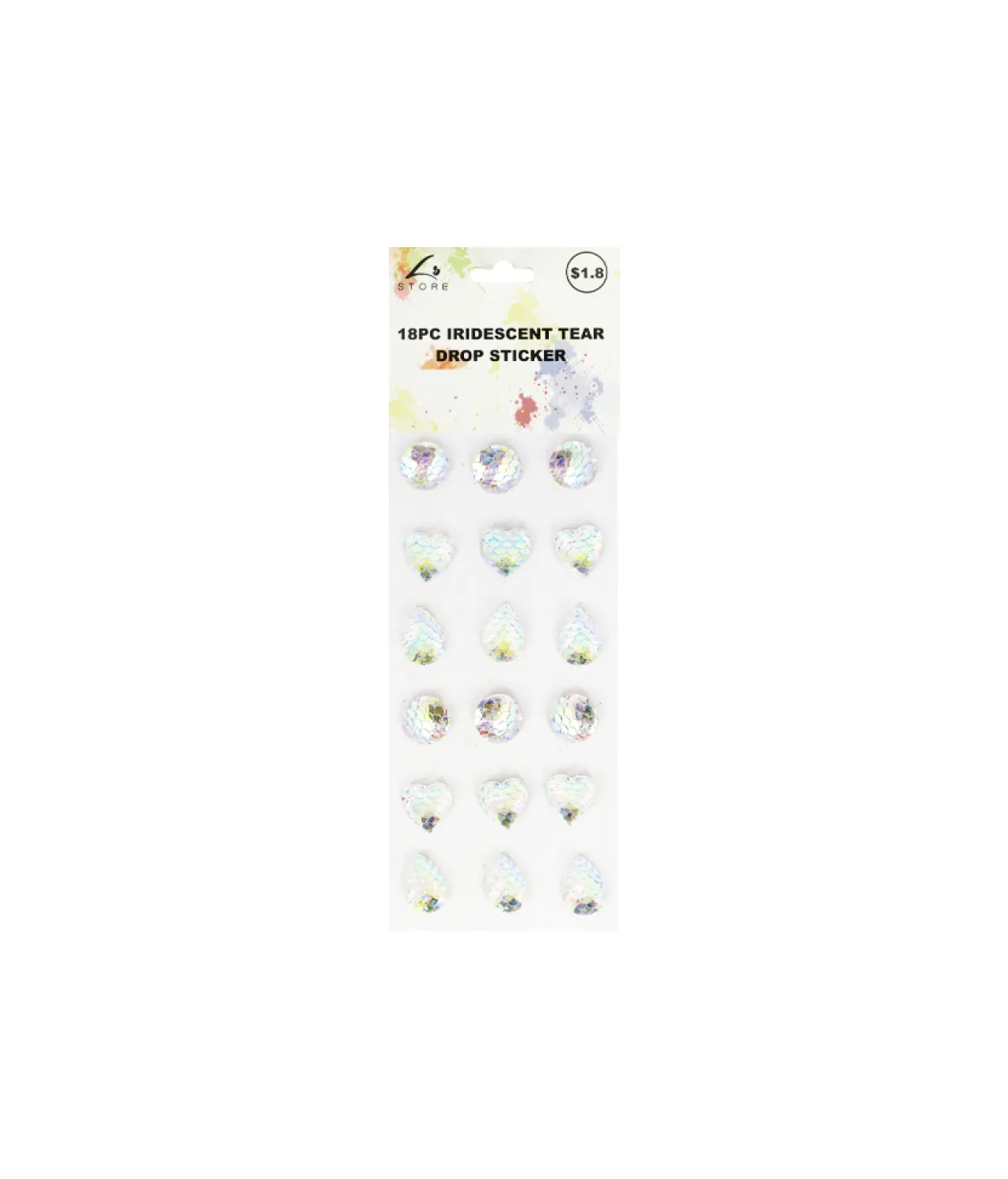 Iridescent Tear Drop Sticker 18pc