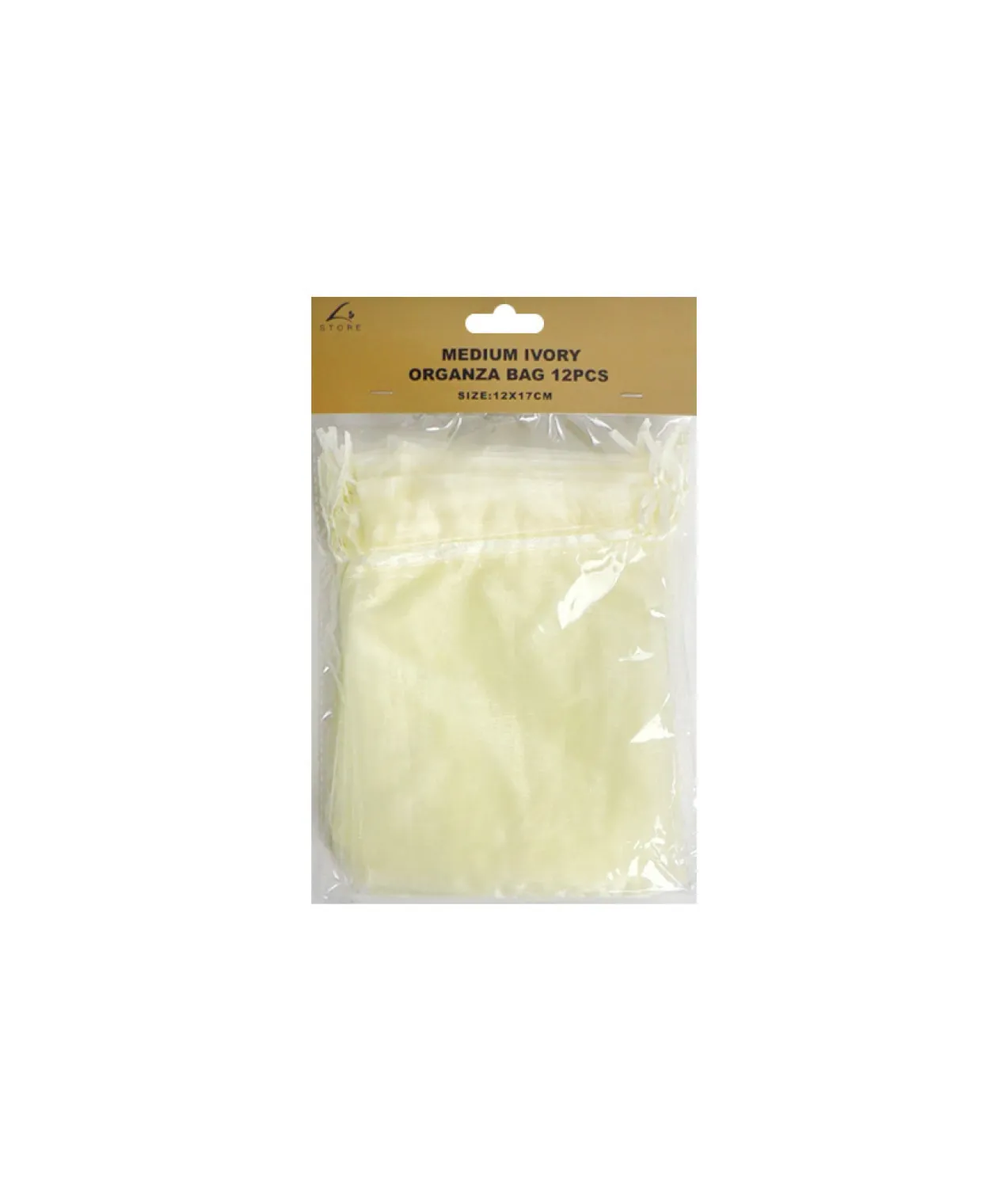 Ivory Medium Organza Bags 12pc