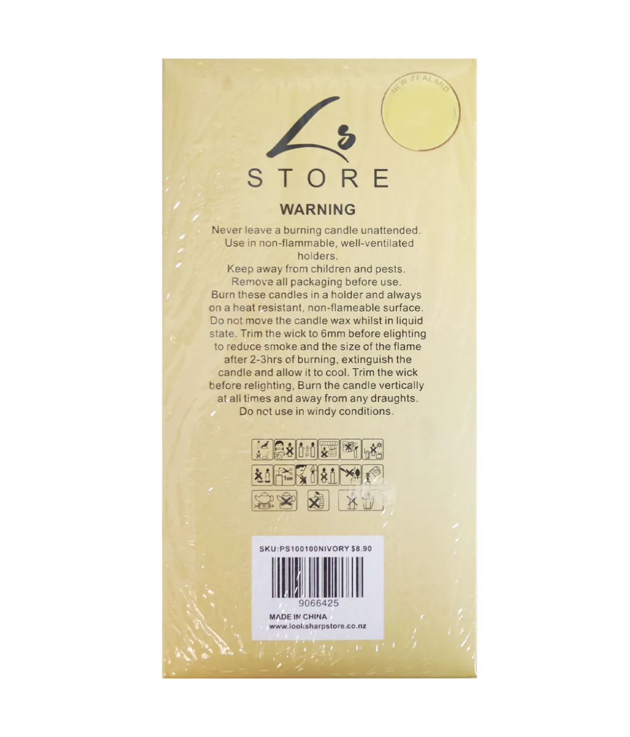 Ivory Pillar Candle 610g 10 x 10cm 2pc