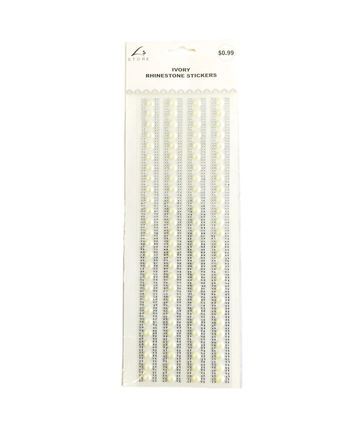 Ivory Strip Rhinestones Stickers