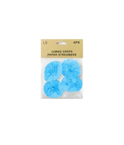 Jumbo Crepe Paper Streamers Light Blue 4pk