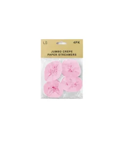 Jumbo Crepe Paper Streamers Light Pink 4pk