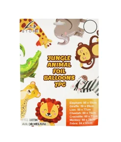 Jungle Animals Party Foil Balloons 7pc