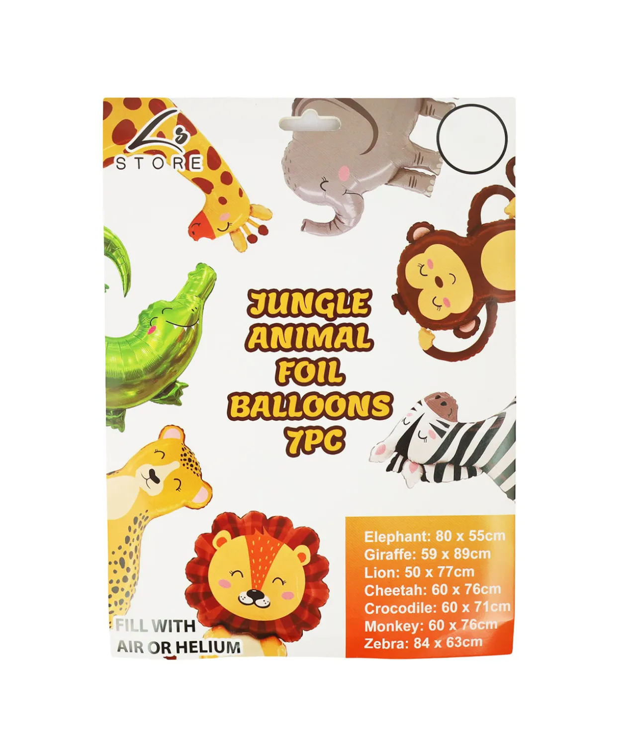 Jungle Animals Party Foil Balloons 7pc