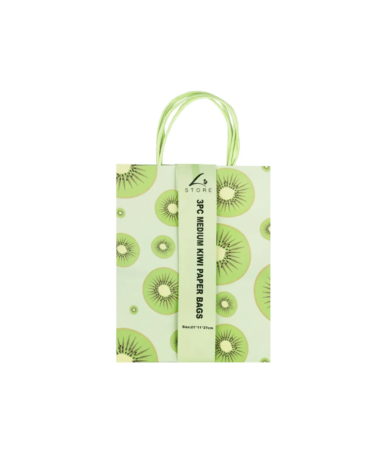 Kiwifruit Printed Paper Bags 27cm 3pk