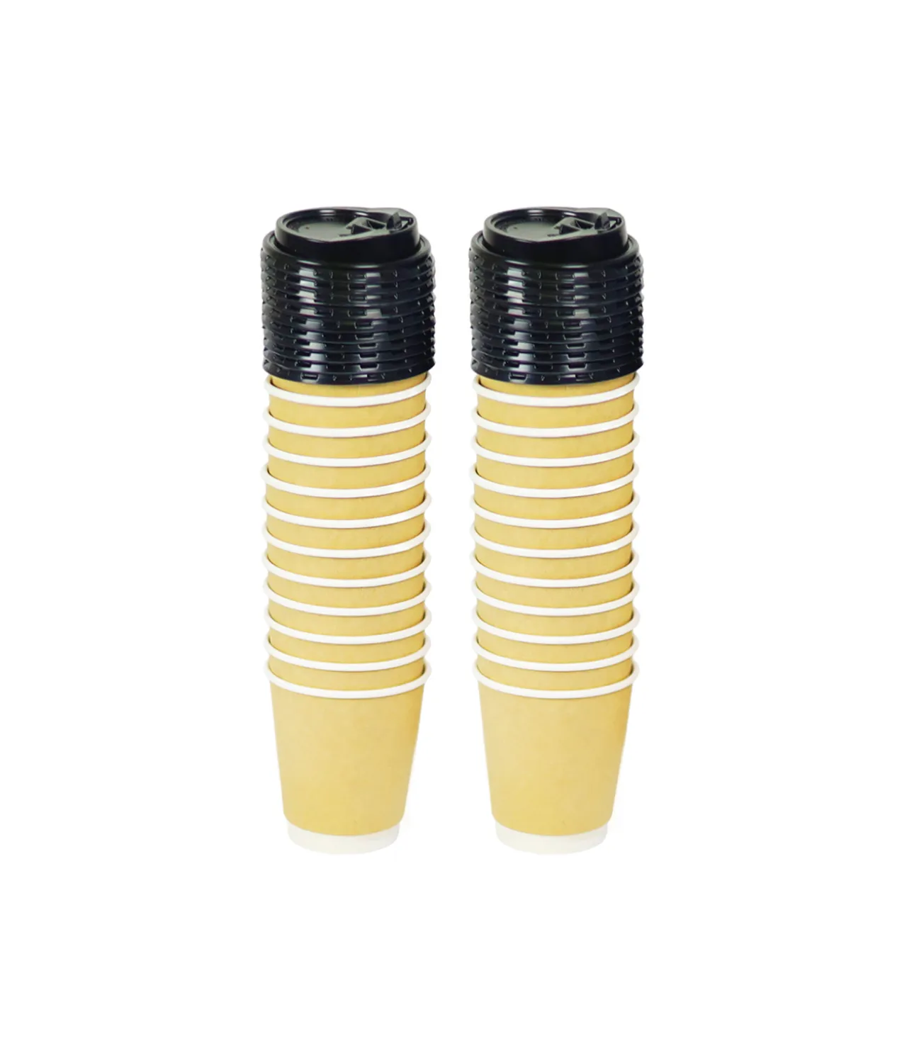 Kraft Double Wall Coffee Cups with Lid 24x12oz