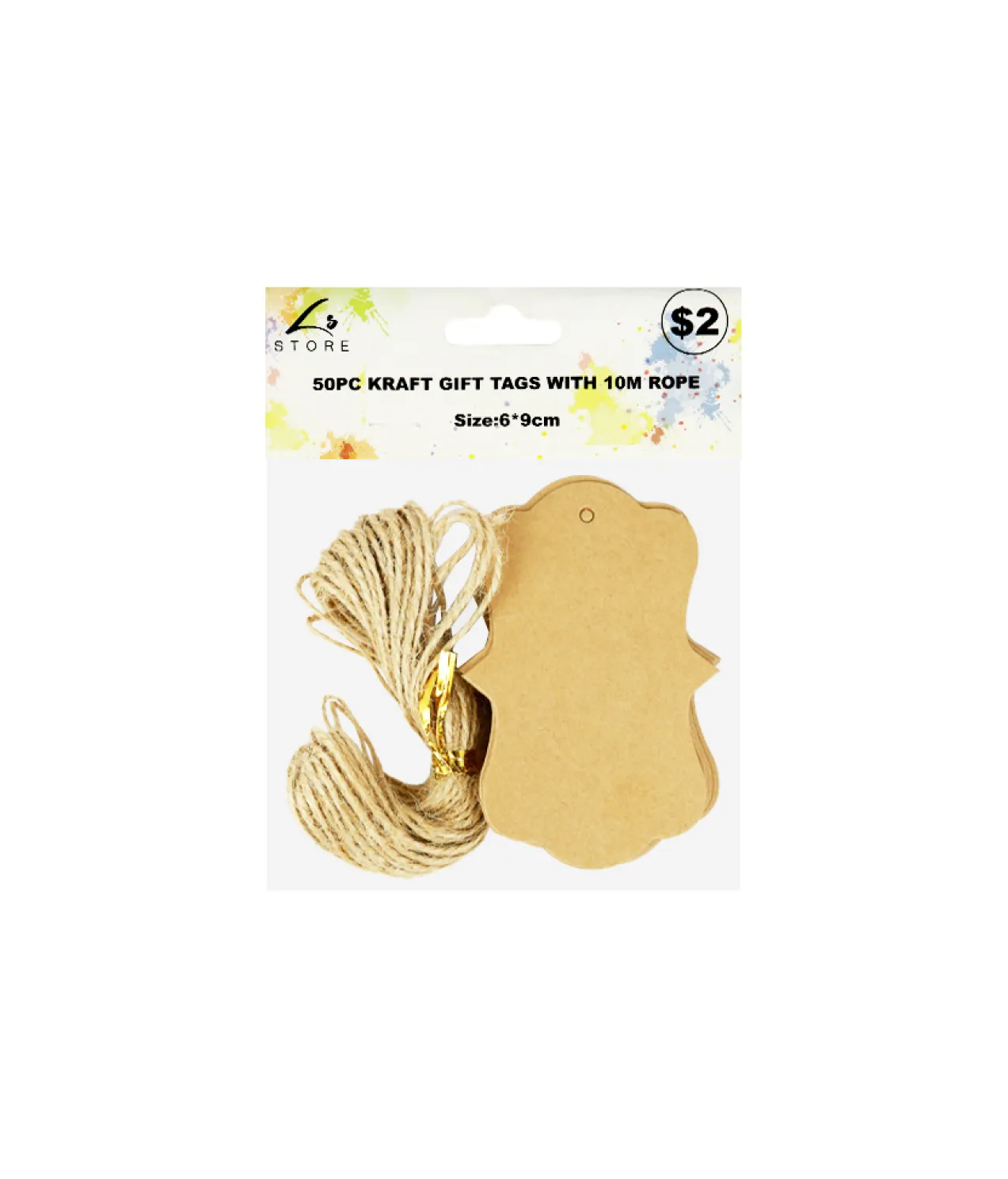 Kraft Gift Tags With String 6x9cm 50pc