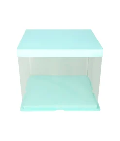 Light Blue Double Layer Transparent Cake Box 12in