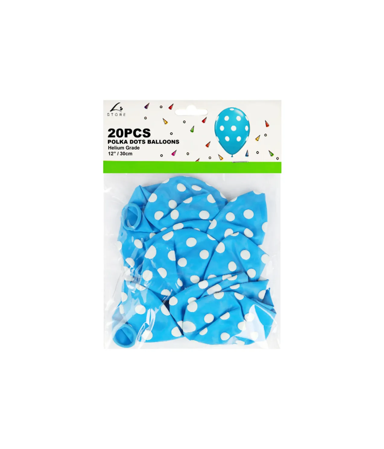Light Blue Polka Dots Latex Balloons 12inch 20pk