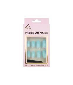 Light Blue Round Press On Nails 24pc