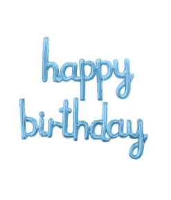 Light Blue Script Happy Birthday