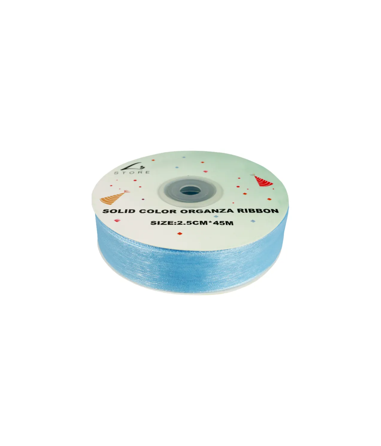 Light Blue Solid Colour Organza Ribbon 2.5cm