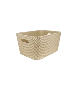 Light Brown Plastic Rattan Basket 29.2x21x15cm
