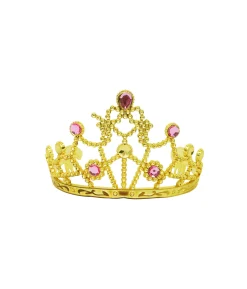 Light Pink Gem Gold Tiara Crown