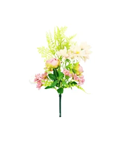 Light Pink Rose And Peach Dahlia Bush 6 Heads 49cm