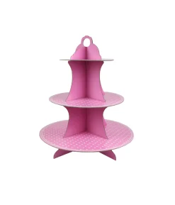 Light Pink with White Dots 3 Tier Cupcake Stand
