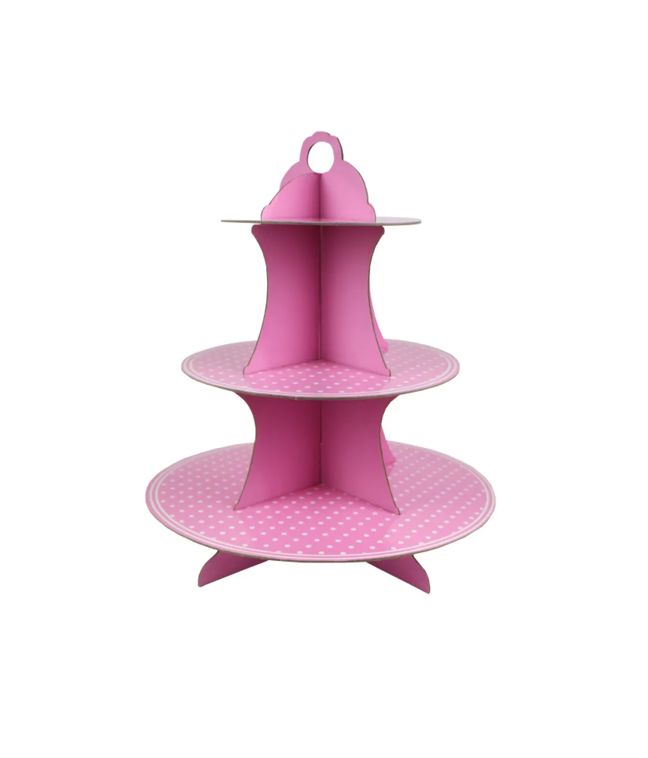 Light Pink with White Dots 3 Tier Cupcake Stand
