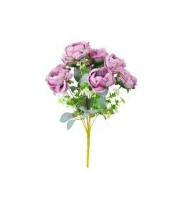 Light Purple Peony Rose Bush 9 Head 40cm