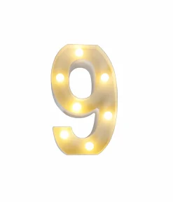 Light Up Number 9 Warm White LED