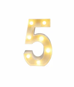 Light Up Number 5 Warm White LED