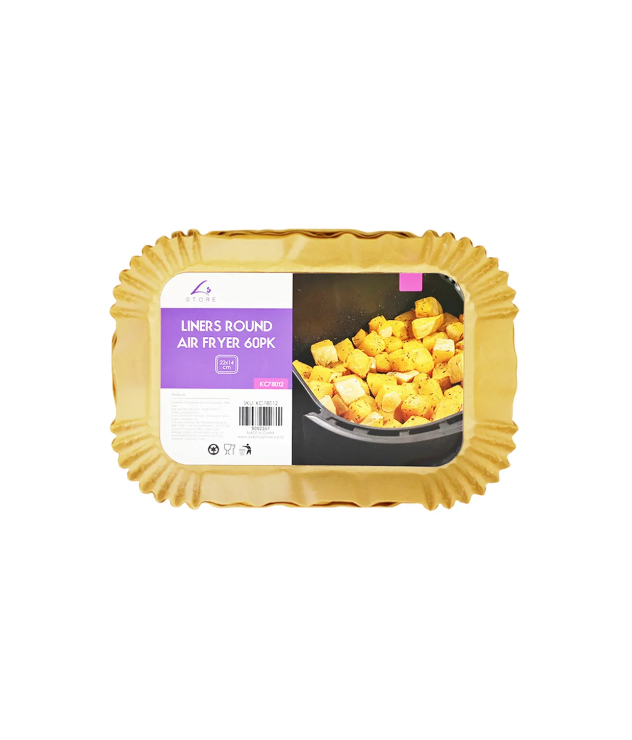 Liners Rectangle Air Fryer 60pk 22x14x4.5cm