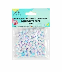 Medium Iridescent Pearl DIY Bead Ornament With White Rope 30g