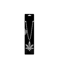 Metal Bling Necklace Silver Leaf