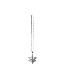 Metal Bling Necklace Silver Leaf