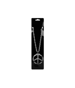 Metal Bling Necklace Silver Peace