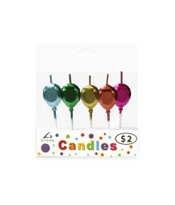 Metallic Diamond Balloon Pick Candles 5pk