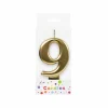 Metallic Gold Number Candle 9