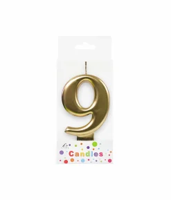 Metallic Gold Number Candle 9