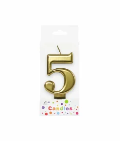Metallic Gold Number Candle 5