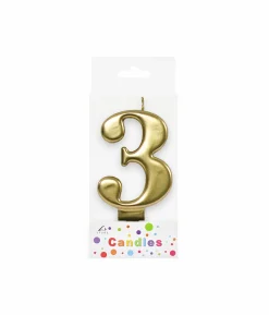Metallic Gold Number Candle 3