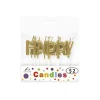 Metallic Happy Birthday Gold Candle Set
