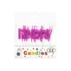 Metallic Happy Birthday Magenta Candle Set