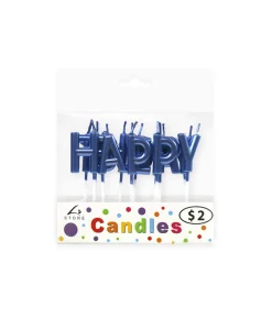 Metallic Happy Birthday Royal Blue Candle Set
