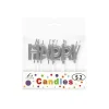 Metallic Happy Birthday Silver Candle Set