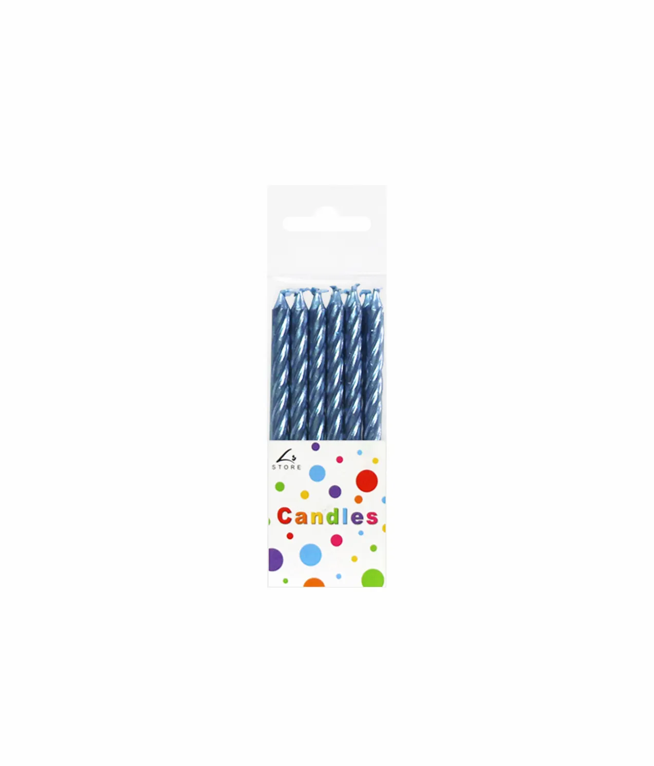 Metallic Light Blue Candles 12pk