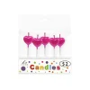 Metallic Magenta Heart Candles 5pk