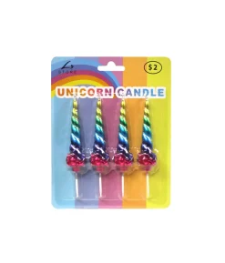 Metallic Rainbow Unicorn Candles 4pk
