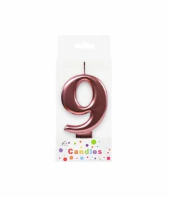 Metallic Rose Gold Number Candle 9