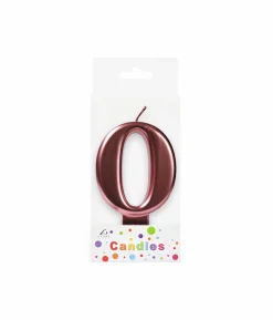 Metallic Rose Gold Number Candle 0